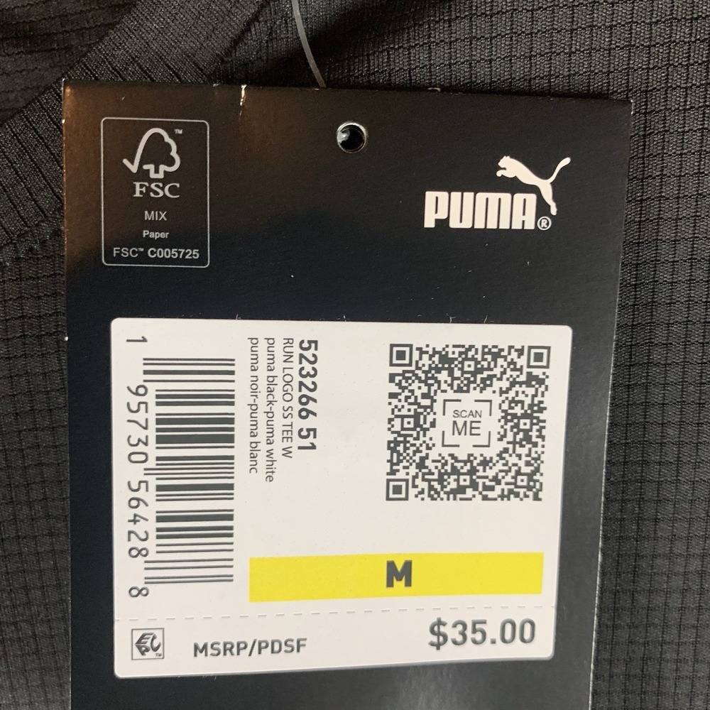 Puma Womens T Shirt M Performance Run Logo Short Sleeve‎ Tee Gym Crew Neck NWT - Picture 4 of 9